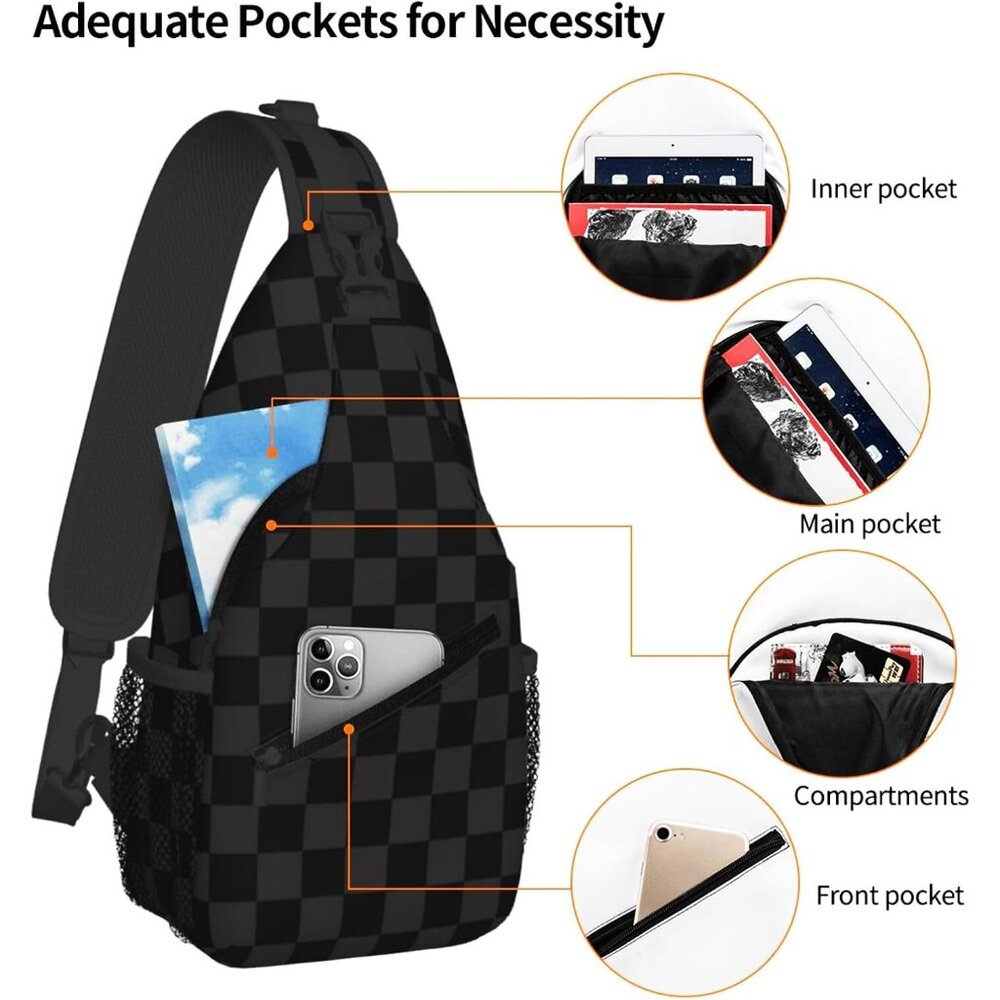 Black Checkered Polyester Tear-Resistant Versatil… - image 3